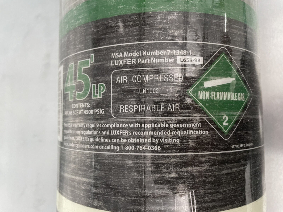 MSA 10175708 G1 SCBA Compressed Air Cylinder 45-Min LP2 4500 PSIG NEW IN BOX!!!
