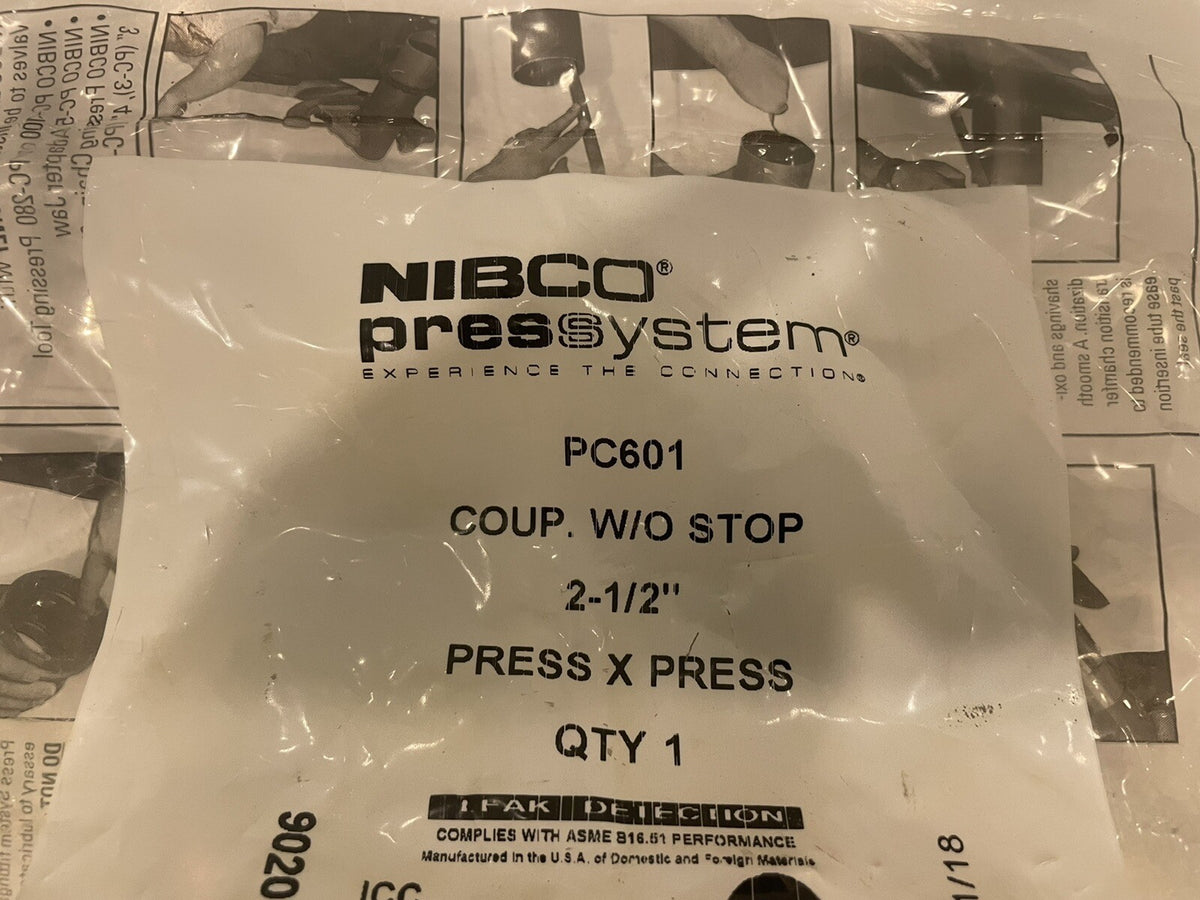 Nibco PC601 Press System 2-1/2” Coupler W/O Stop NEW! FREE SHIPPING!