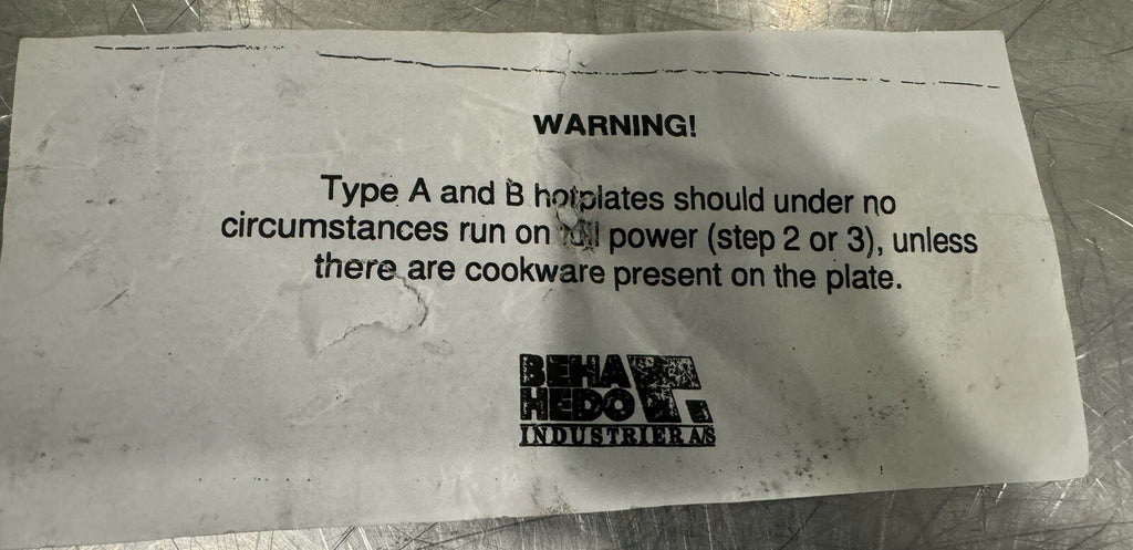 Beha-Hedo 611014-1 Hot Plate 3000W 440V 7022T BEH611014-1 NEW IN BOX!