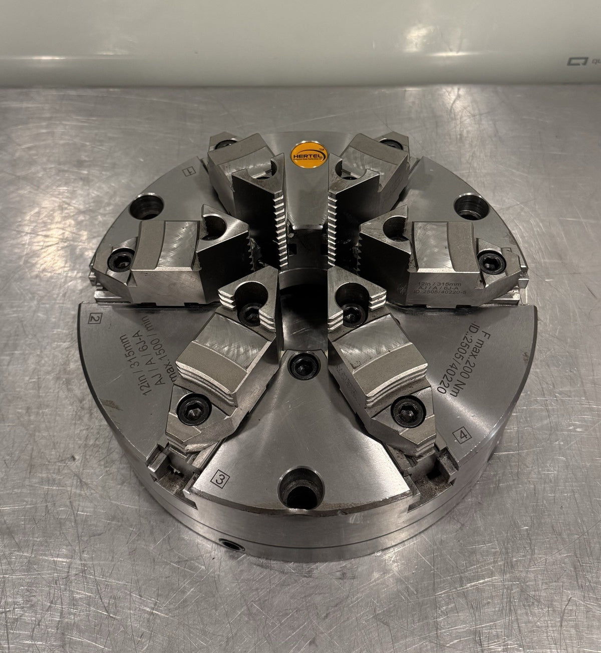 Hertel 12” 6 Jaw Manual Lathe Chuck Adjustable 1500 Max RPM 2505/40220 NEW!