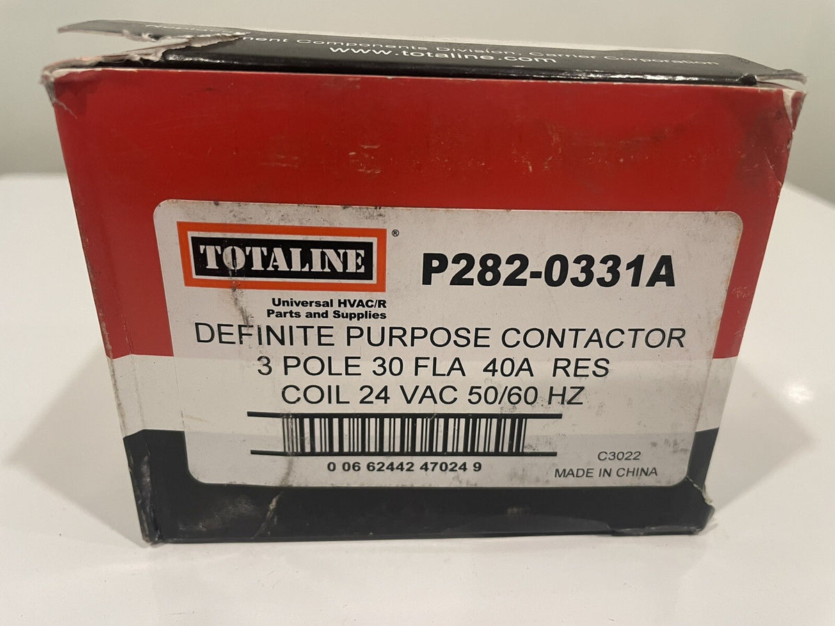 Totaline P282-0331A Definite Purpose Contactor 3 Pole 40A Res Coil 24 VAC NEW!