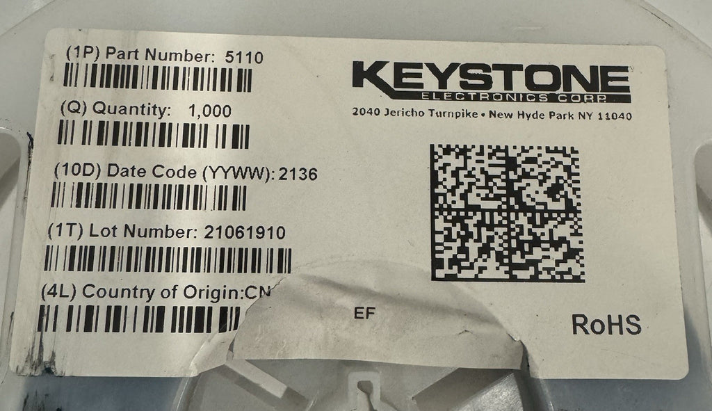 Keystone 5110 0 Ohm Jumper Chip Resistor REEL OF 1000 NEW! FREE SHIPPING!