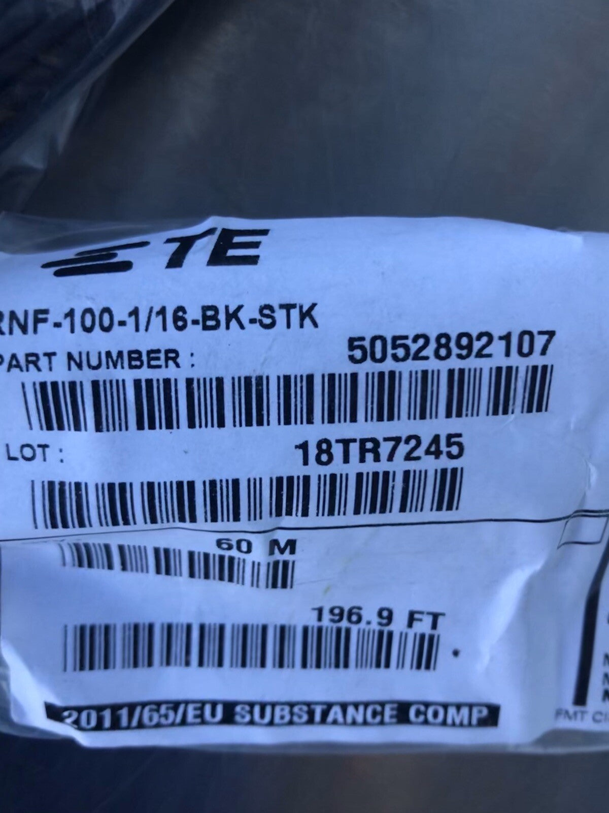 TE RNF-100-1/16-BK-STK Raychem Shrink Wrap Tubing 196.9’ Total NEW! SHIPS FREE!!