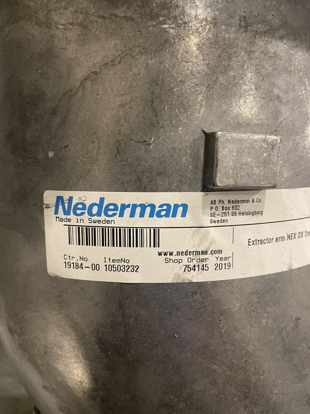 Nederman 10503232 Extraction Arm NEX DX 2M Elbow 19184-00 NEW! FREE SHIPPING!