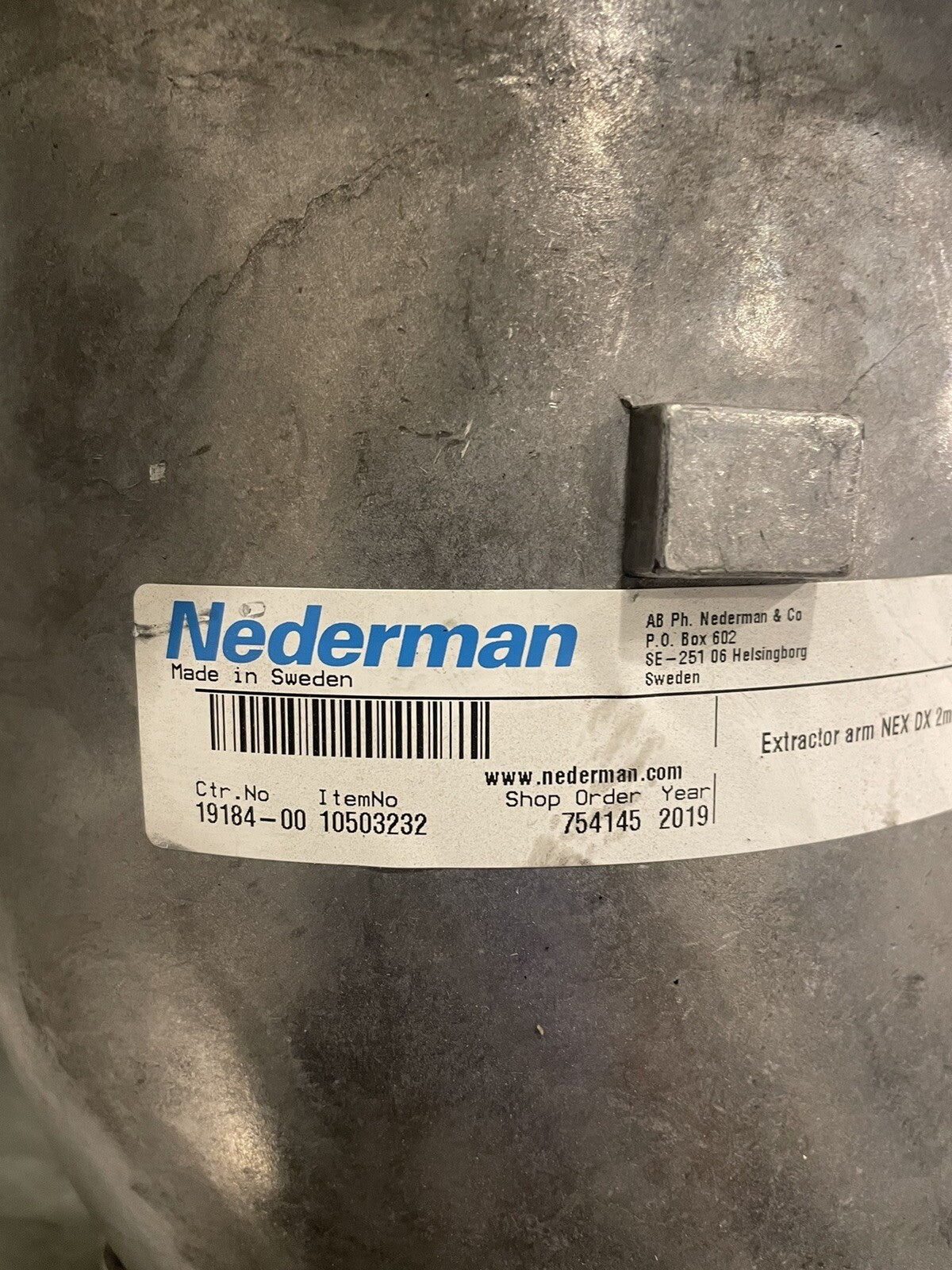 Nederman 10503232 Extraction Arm NEX DX 2M Elbow 19184-00 NEW! FREE SHIPPING!
