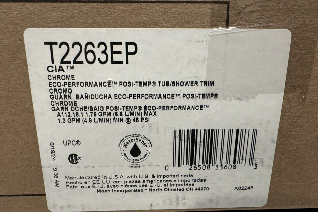 Moen T2263EP Cia Posi-Temp Tub/ Shower Trim Chrome NEW IN BOX! FREE SHIPPING!