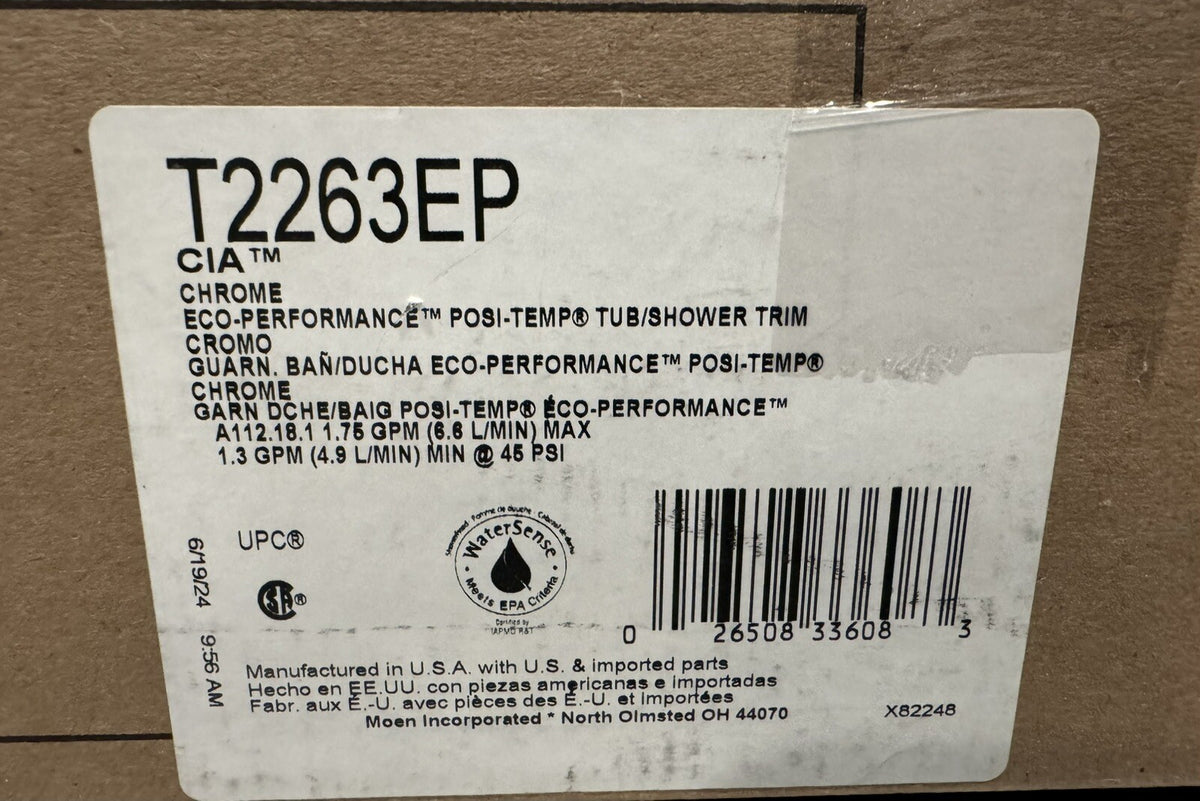 Moen T2263EP Cia Posi-Temp Tub/ Shower Trim Chrome NEW IN BOX! FREE SHIPPING!
