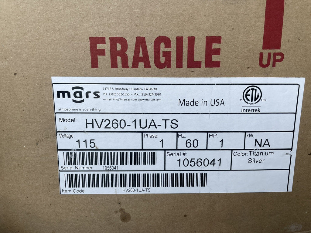 Mars HV260-1UA-TS Air Curtain Motor Assembly 6031B 1HP 1PH 115V 60Hz NEW IN BOX