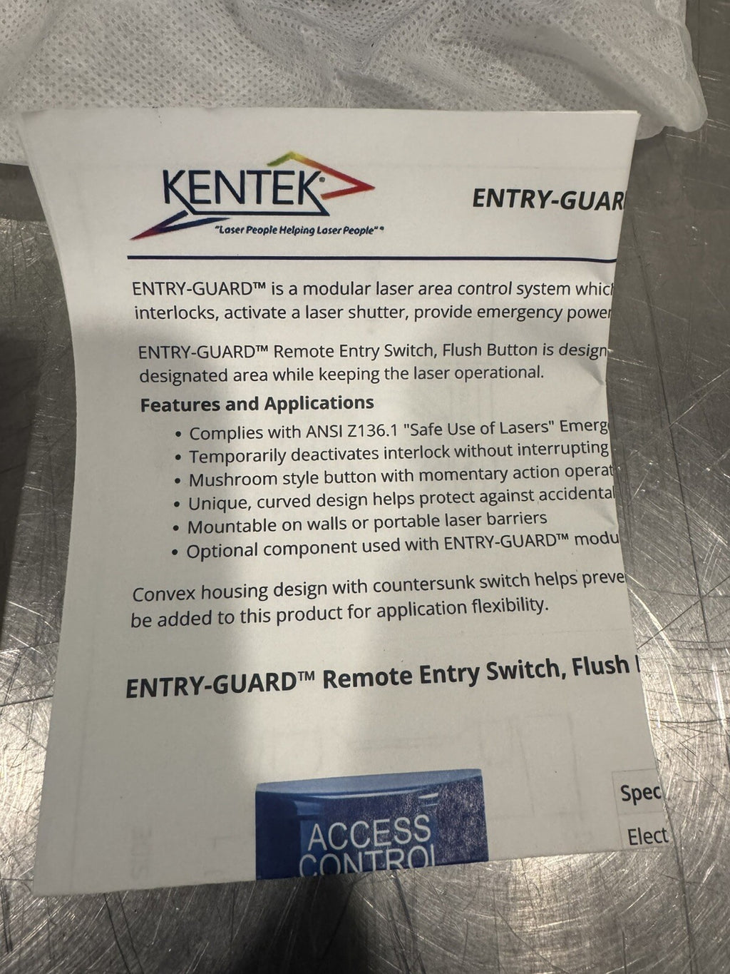 Kentek ETG-RE-F Remote Entry Switch Access Control Button NEW IN BOX! SHIPS FREE