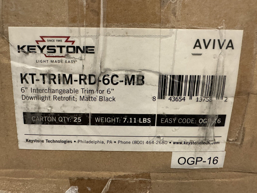 Keystone KT-TRIM-RD-6C-MB Downlight Trim Interchangeable Matte Black NEW!
