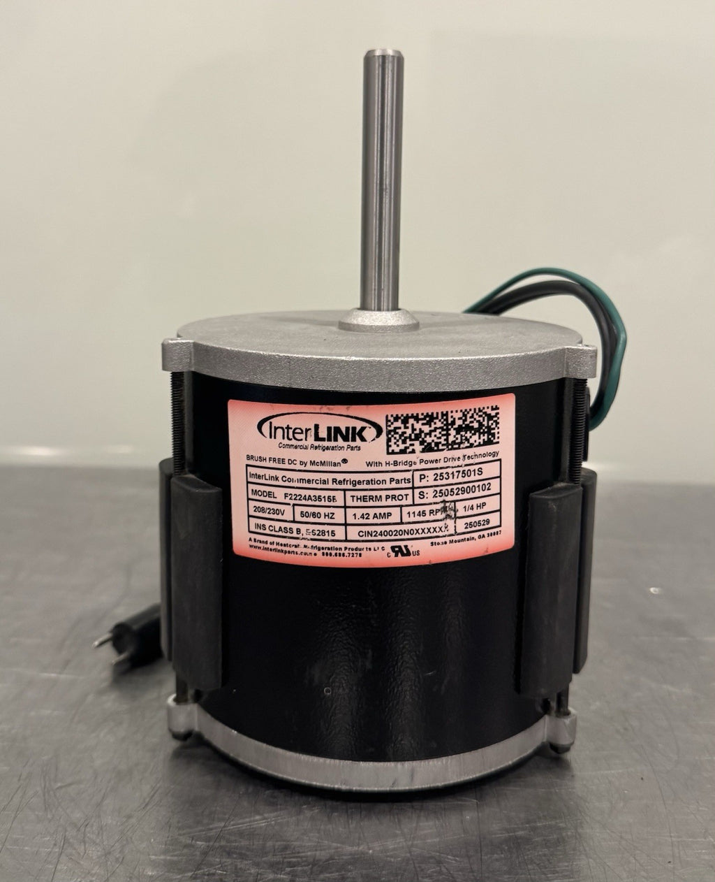 Interlink 25317501S Motor 208/230V 1.42A 1145 RPM 1/4 HP F2224A3515B NEW! FREE  