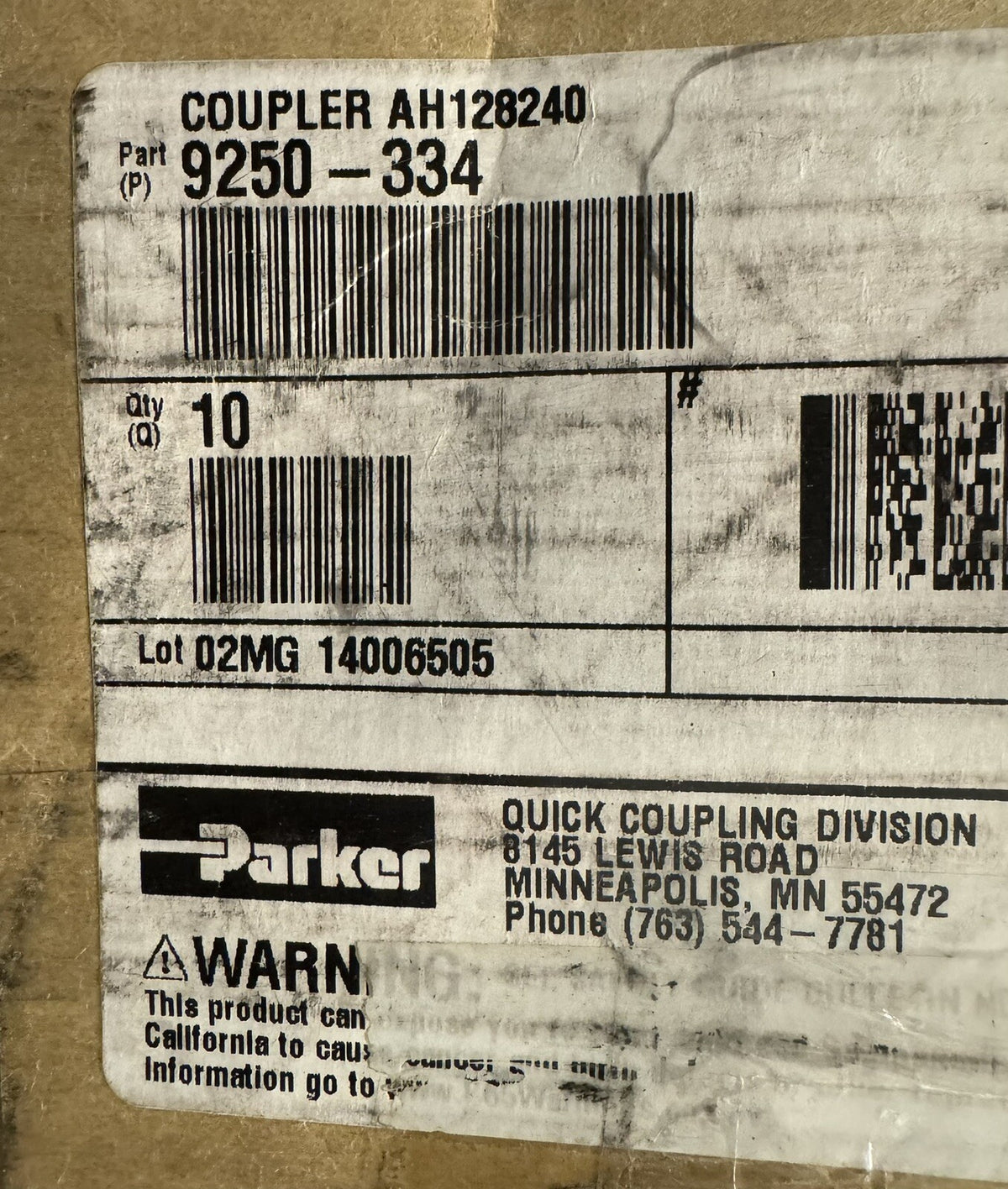 Parker 9250-334 John Deere AH128240 Hydraulic Quick Connect Coupler NEW!