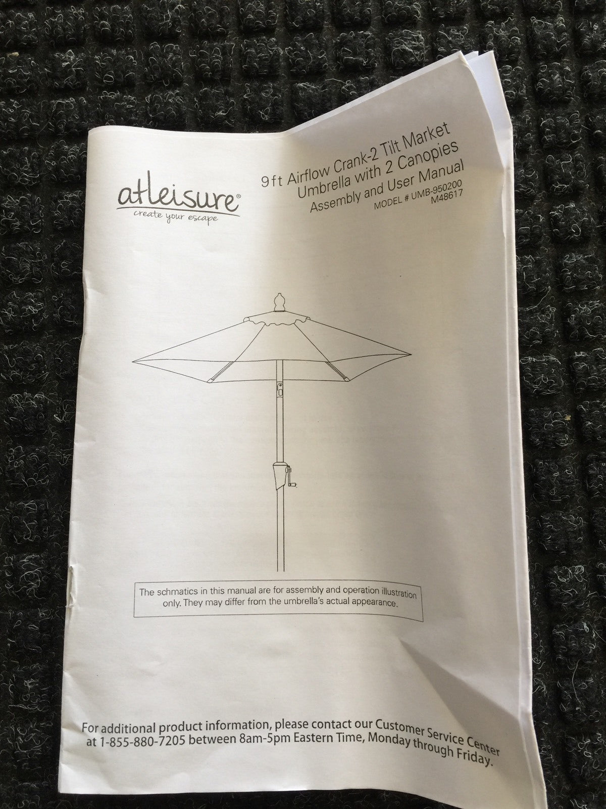 AtLeisure 9' (8-rib) Thru Crank And Tilt Umbrella Green Model UMB-950200 NEW