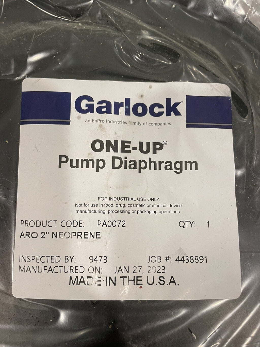 Garlock PA0072 One-Up Neoprene Backed Diaphragm AODD NEW! FREE SHIPPING!