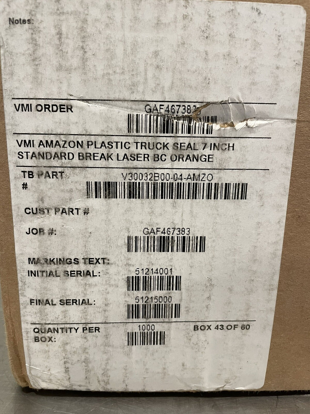Plastic Truck Safety Seal 7" Numbered 1000PACK Orange NEW! FREE SHIPPING!
