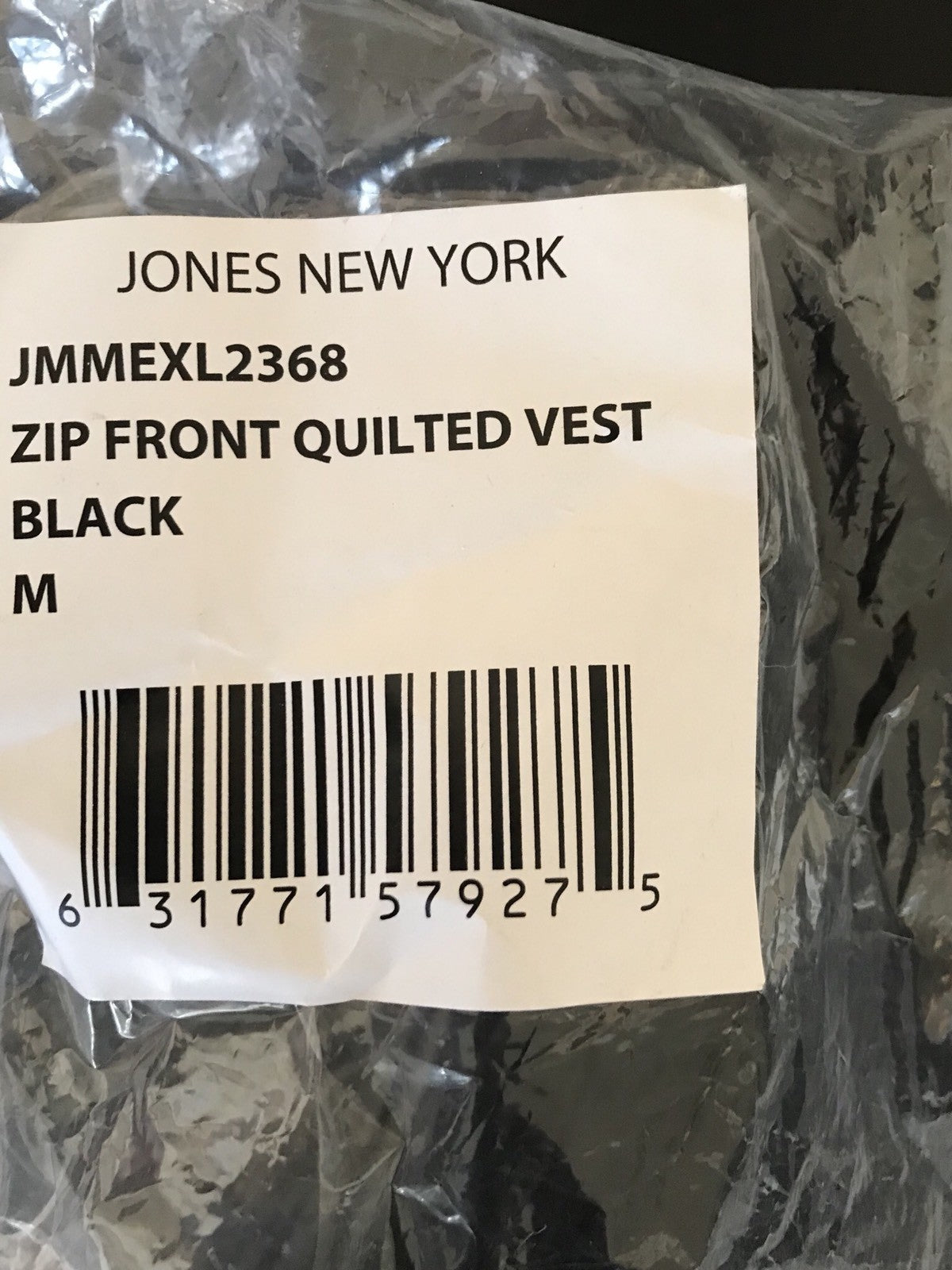Jones New York Zip Front Quilted Vest Black NEW WITH TAGS! FREE SHIPPING!