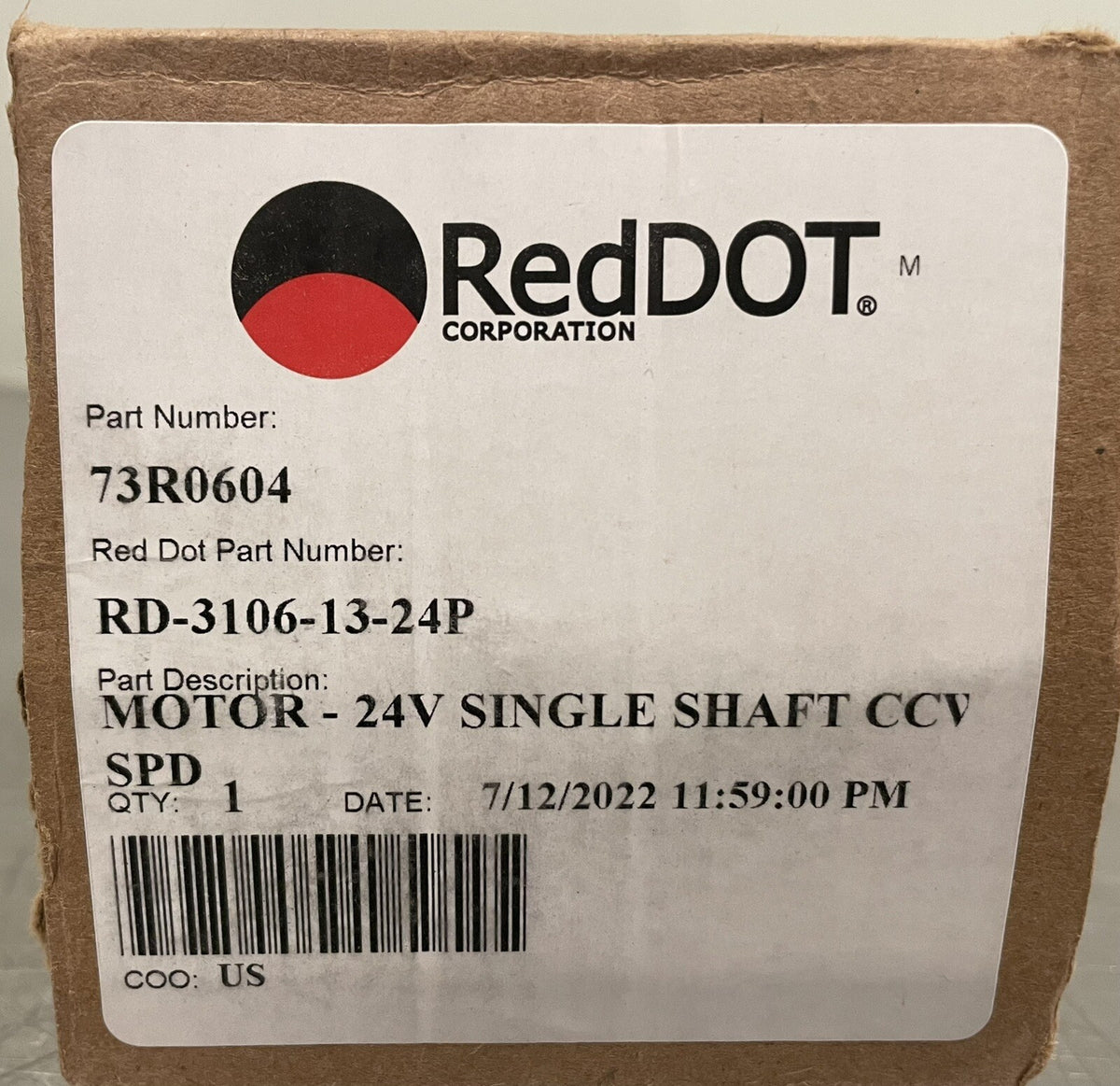 RedDOT 73R0604 Blower Motor RD-3106-13-24P NEW! FREE SHIPPING!