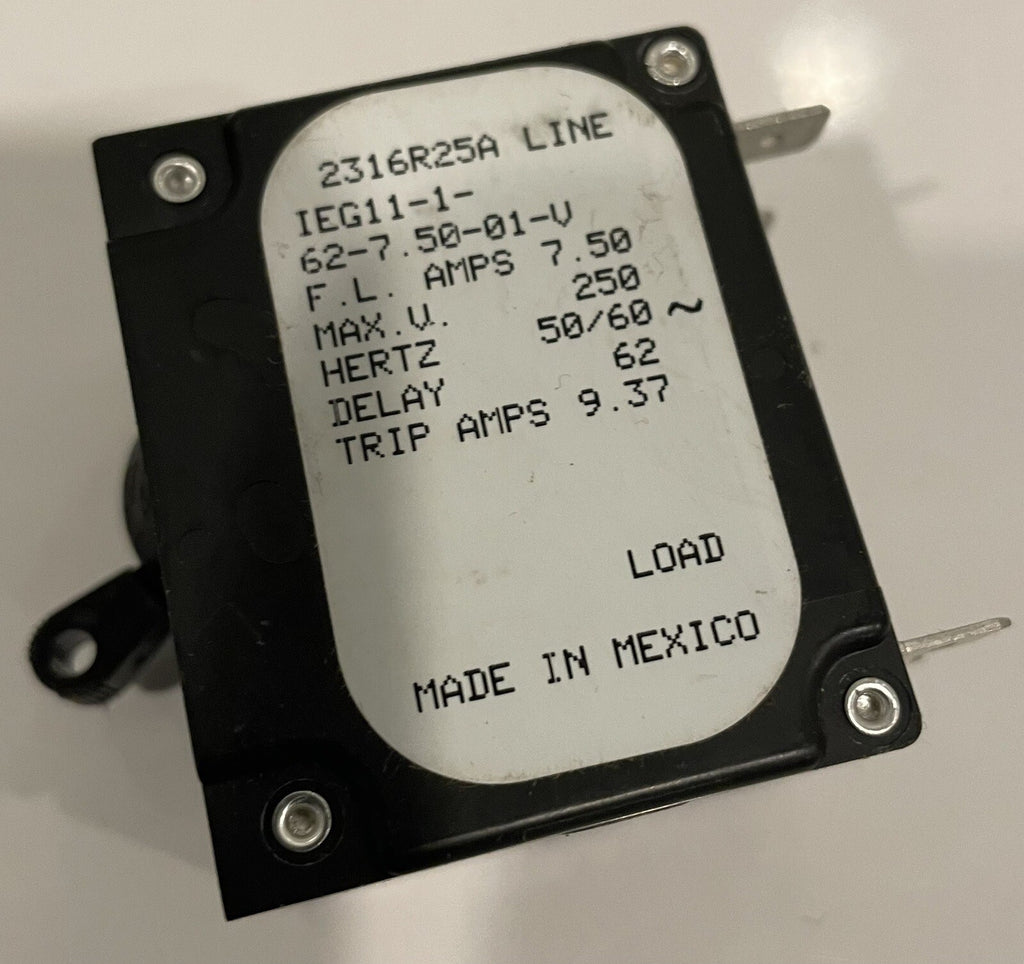 Sensata Airpax IEG11-1-62-7.50-01-V Circuit Breaker NEW! FREE SHIPPING!