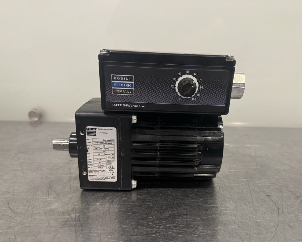 34B4BEBL/SR-WX3 Bodine Electric 1/5HP 12V Motor Gearmotor UNTESTED MAY WORK!