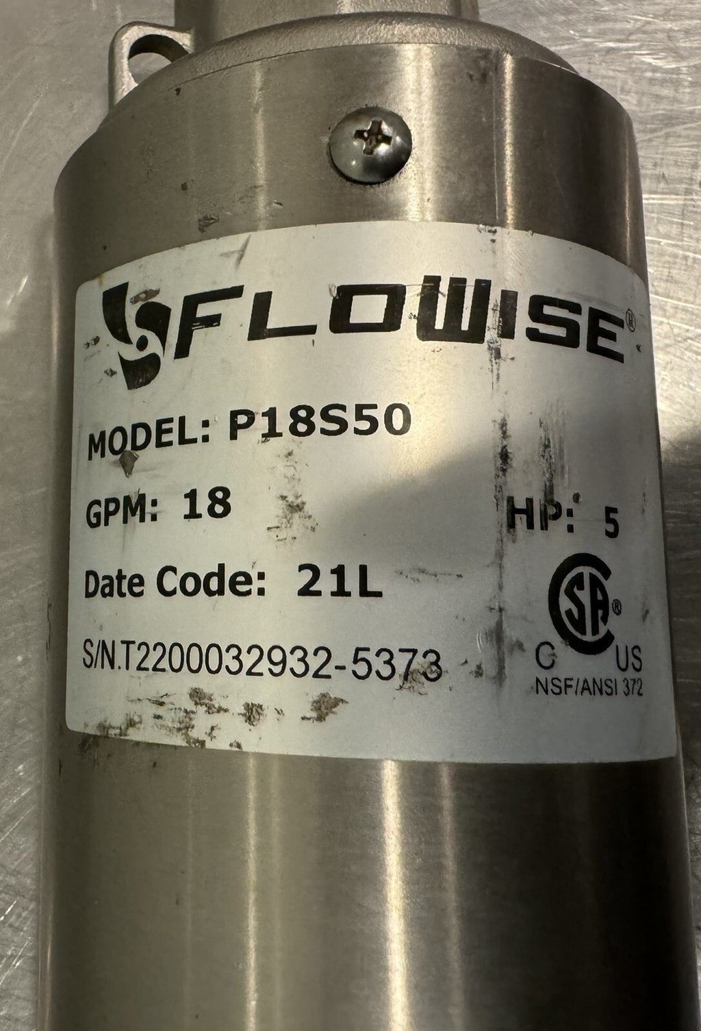 Flowise P18S50 Submersible Well Pump 18GPM 5HP NEW! FREE SHIPPING!