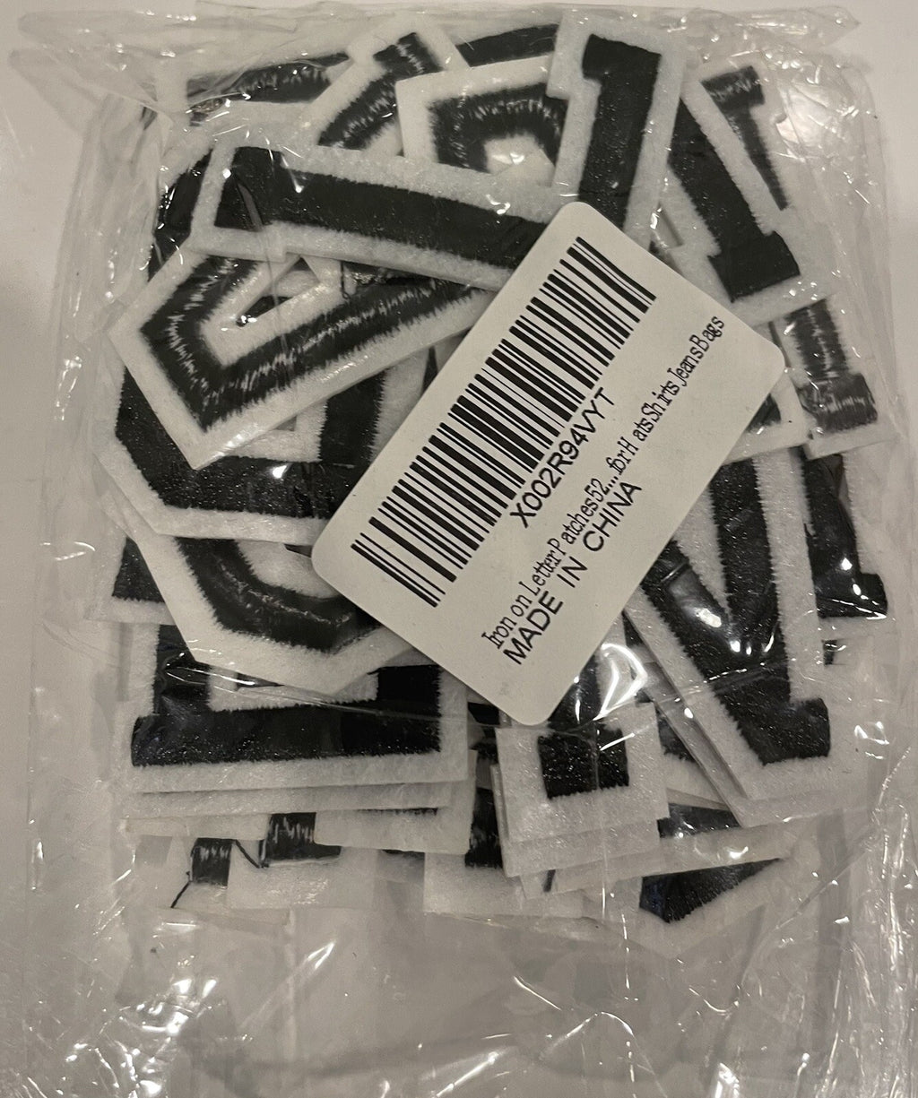 Iron On Letter Patches 52 Count Black & White NEW! FREE SHIPPING!