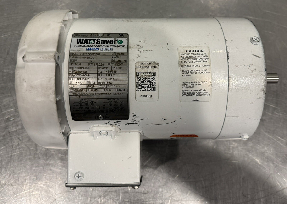 Leeson 119468.00 Washdown Motor HP 1/3/4 1760/1450 RPM CST17W380A NEW SHIPS FREE