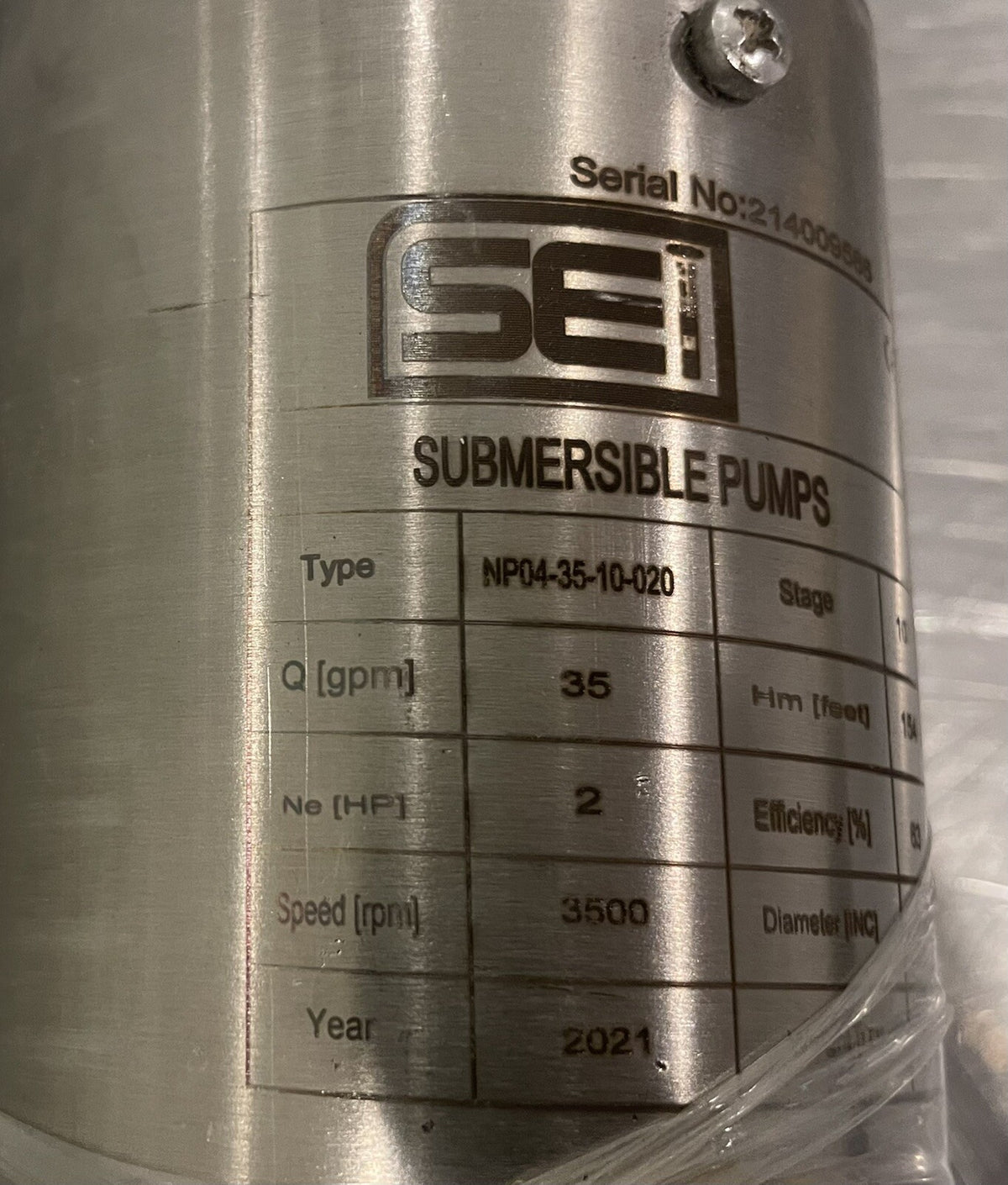 SEI Submersible Pump 4” 35 GPM 2HP NP04-35-10-020 NEW! FREE SHIPPING!