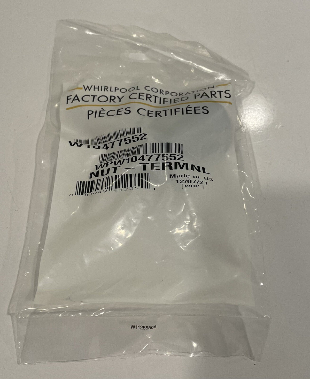 Whirlpool W10477552 Genuine Dishwasher Heating Element Nut NEW! FREE SHIPPING!
