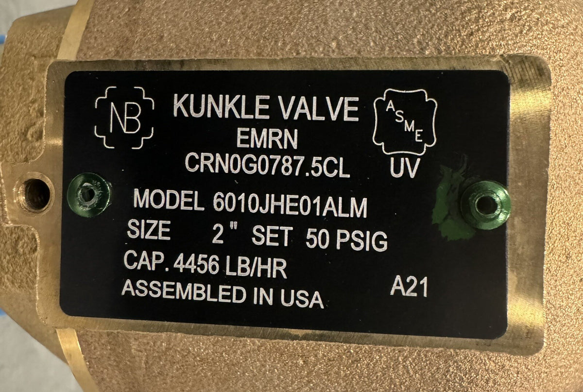 Kunkle 6010JHE01ALM Steam Safety Relief Valve NEW! FREE SHIPPING!