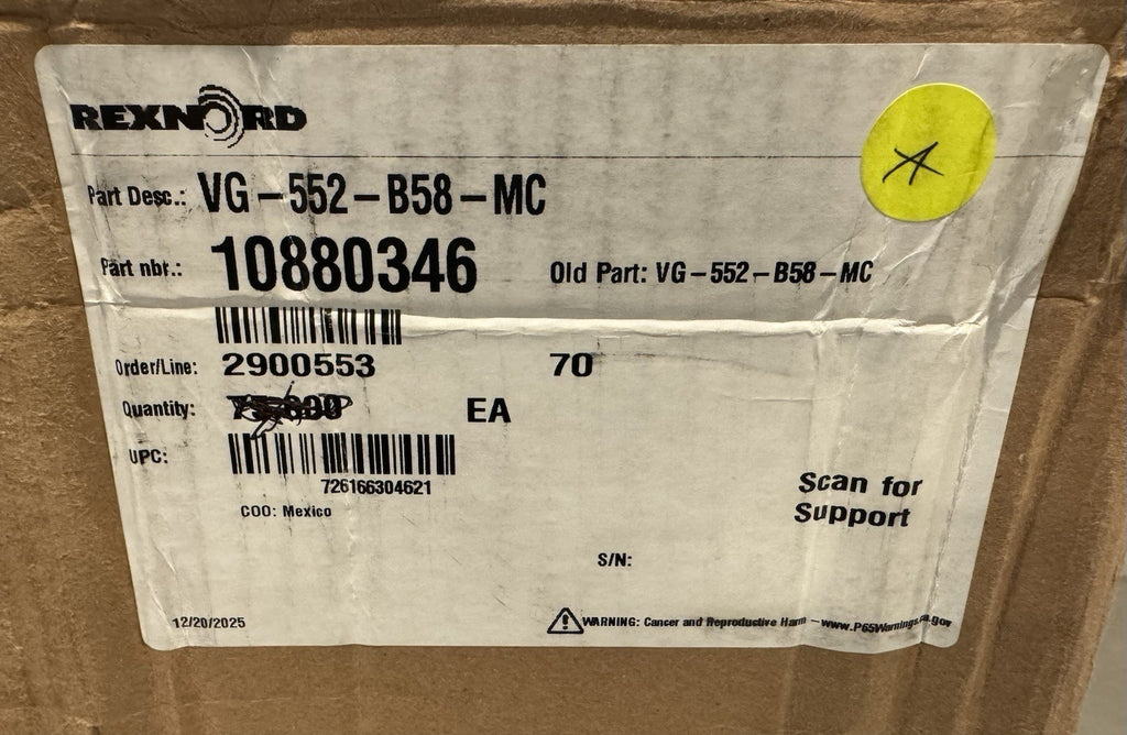 Rexnord VG-552-B58-MC System Plast 10880346 NEW! FREE SHIPPING!