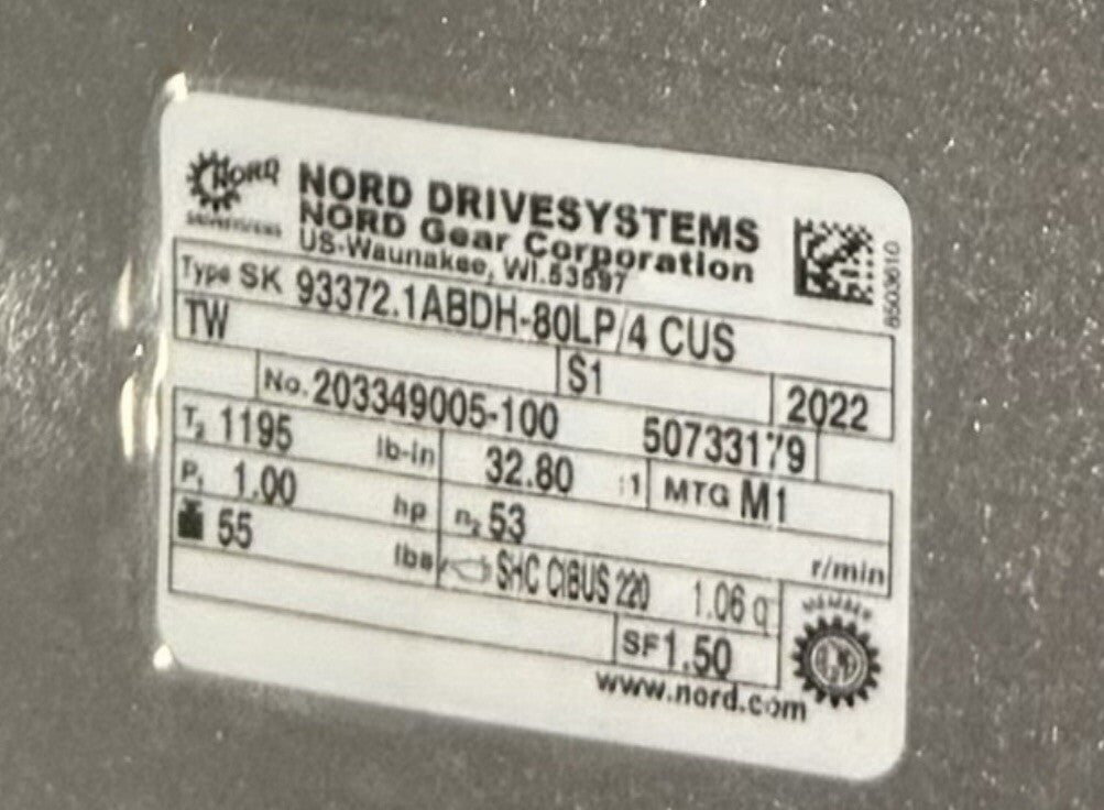 Nord 93372.1ABDH-80LP/4 Gear motor Electric Gearbox NEW! FREE SHIPPING!