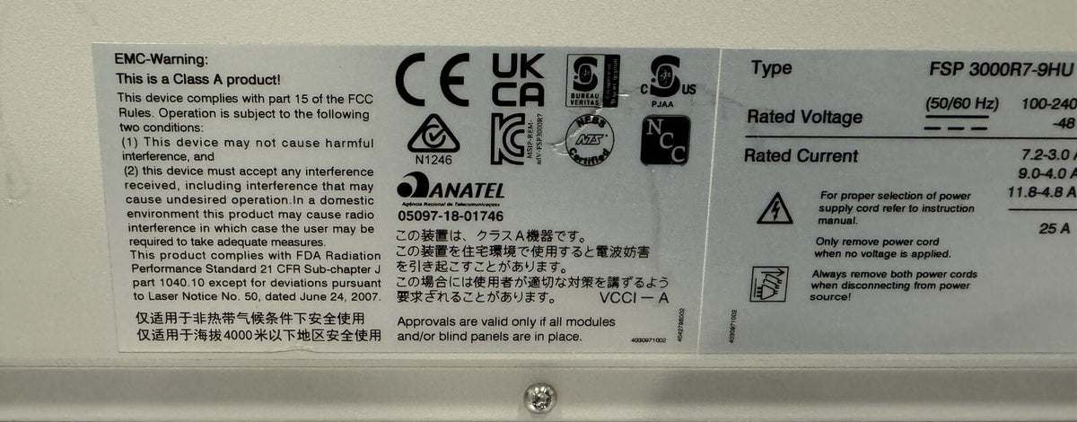 Adva FSP 3000R7-9HU Fiber Service Platform Network Shelf 1078700121 NEW!