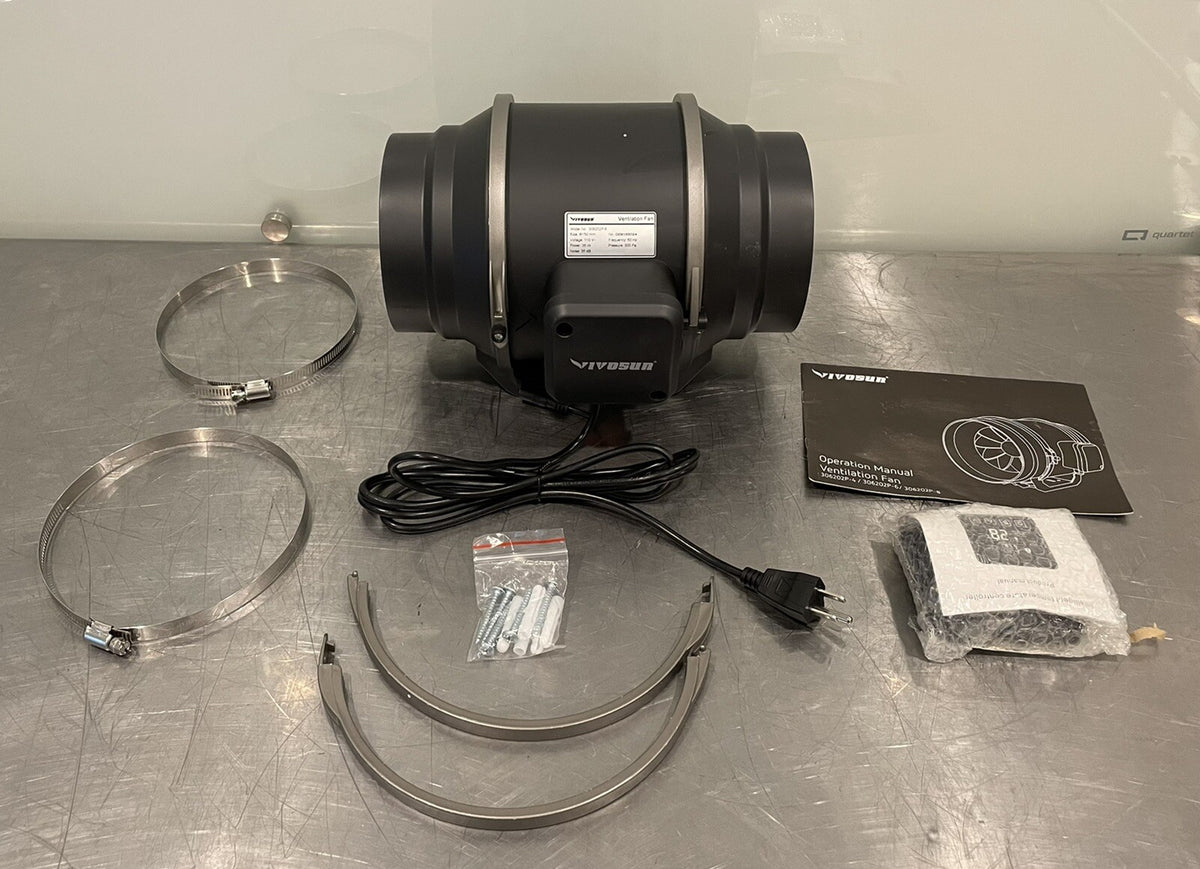 VivoSun 306202P-6 Inline Duct Fan 6” W/ Temperature Control NEW IN BOX!