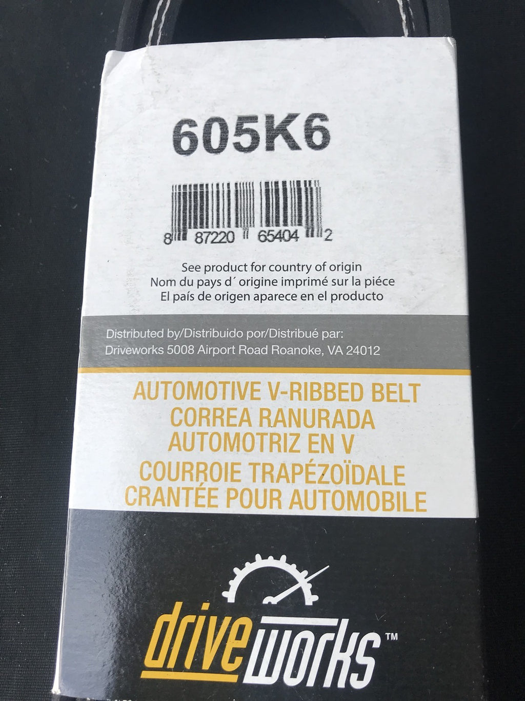 Drive Works 605K6 Automotive V-Ribbed Belt NEW