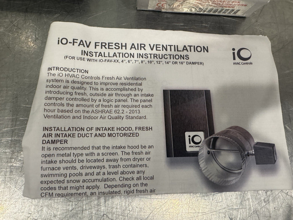 IOC FAV Plus Damper IO-FAV-06-PLUS Ventilation Control Kit 6” NEW IN BOX!