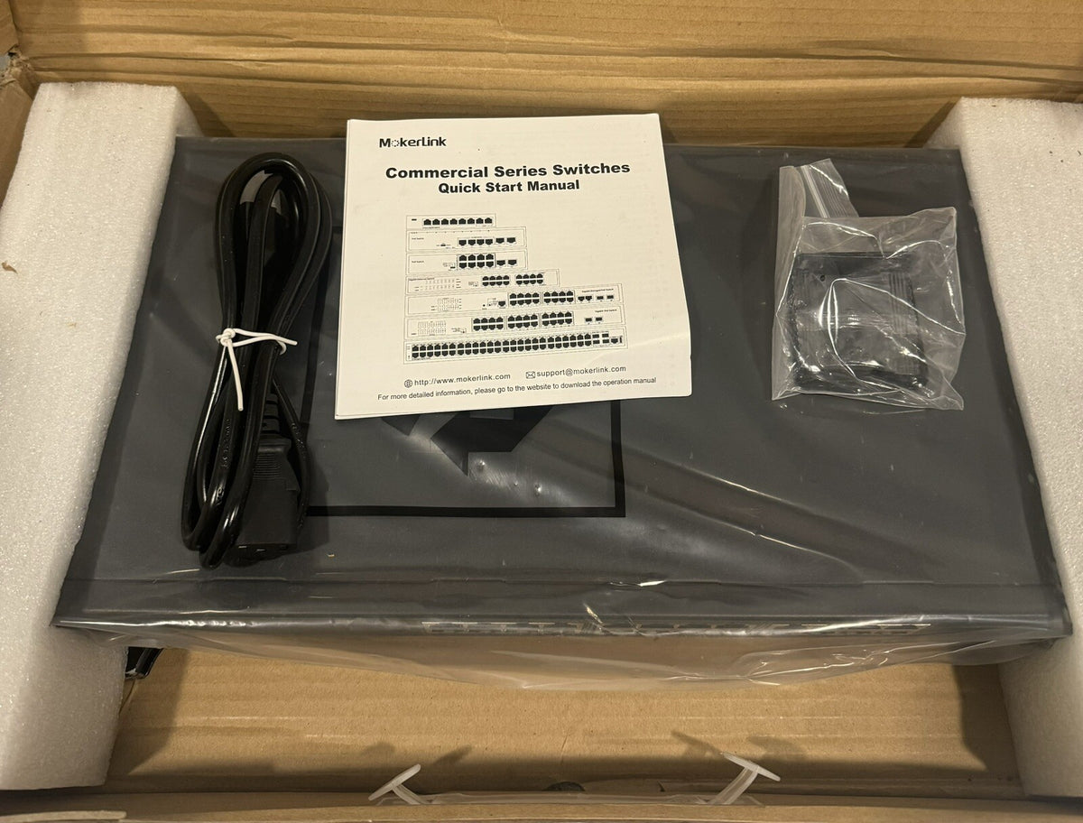 Mokerlink POE-G242GS 26-Port Gigabit Ethernet Switch W/ 24 Port POE NEW IN BOX!