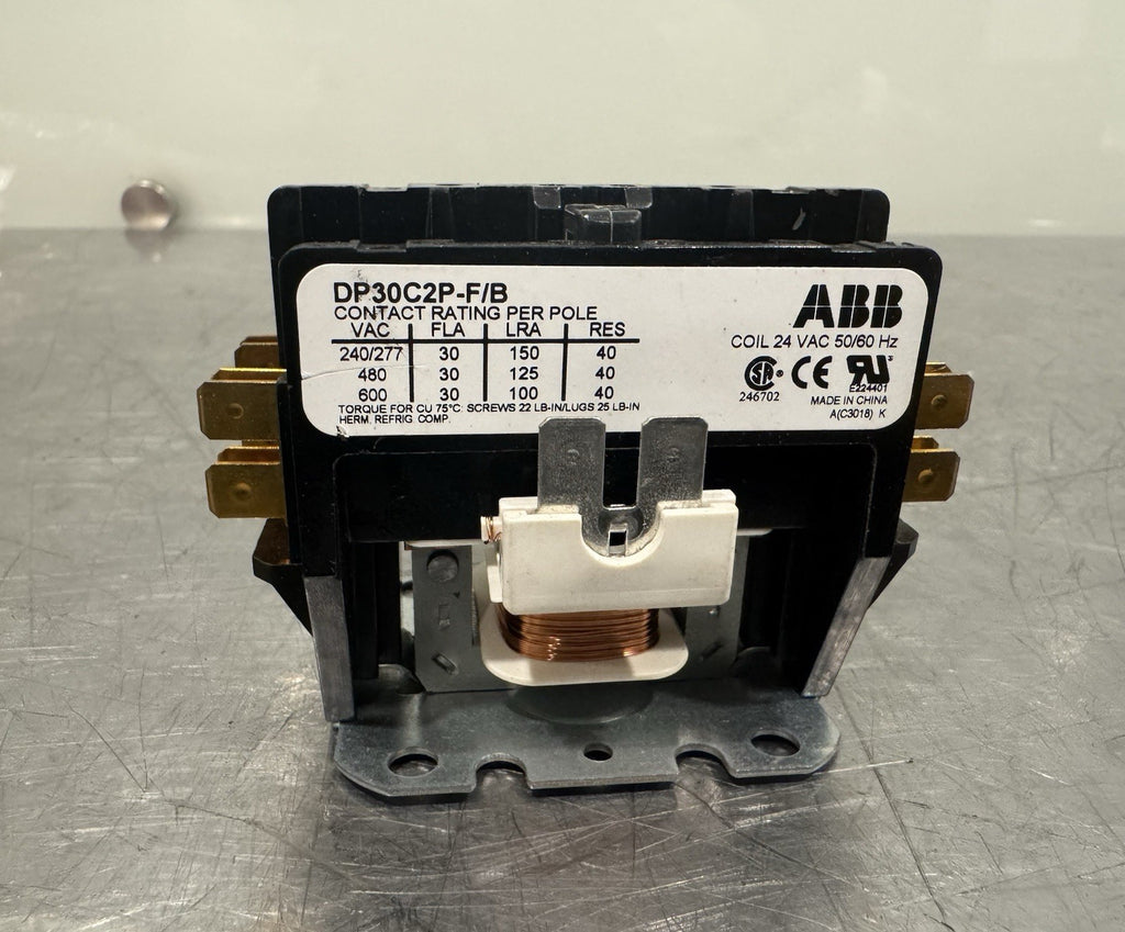 ABB DP30C2P-F/B Definite Purpose Contactor 30A Coil 24VAC NEW! FREE SHIPPING!