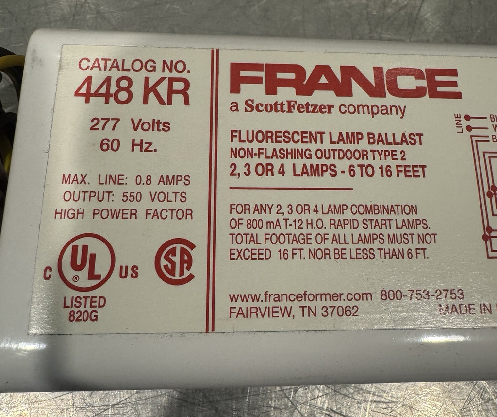 France 448KR Sign Ballast Rapid Start Fluorescent 277V 800 mA NEW IN BOX!