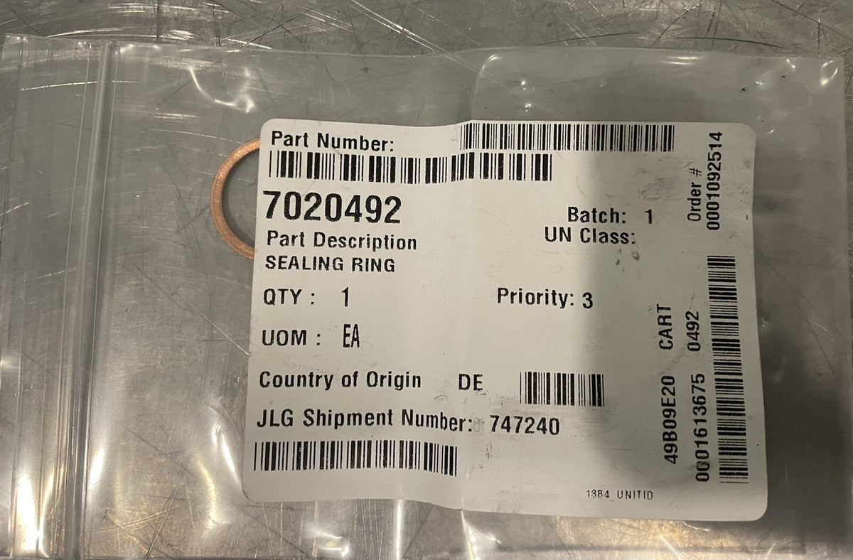JLG 7020492 Sealing Ring Glow Plug Genuine NEW! FREE SHIPPING!