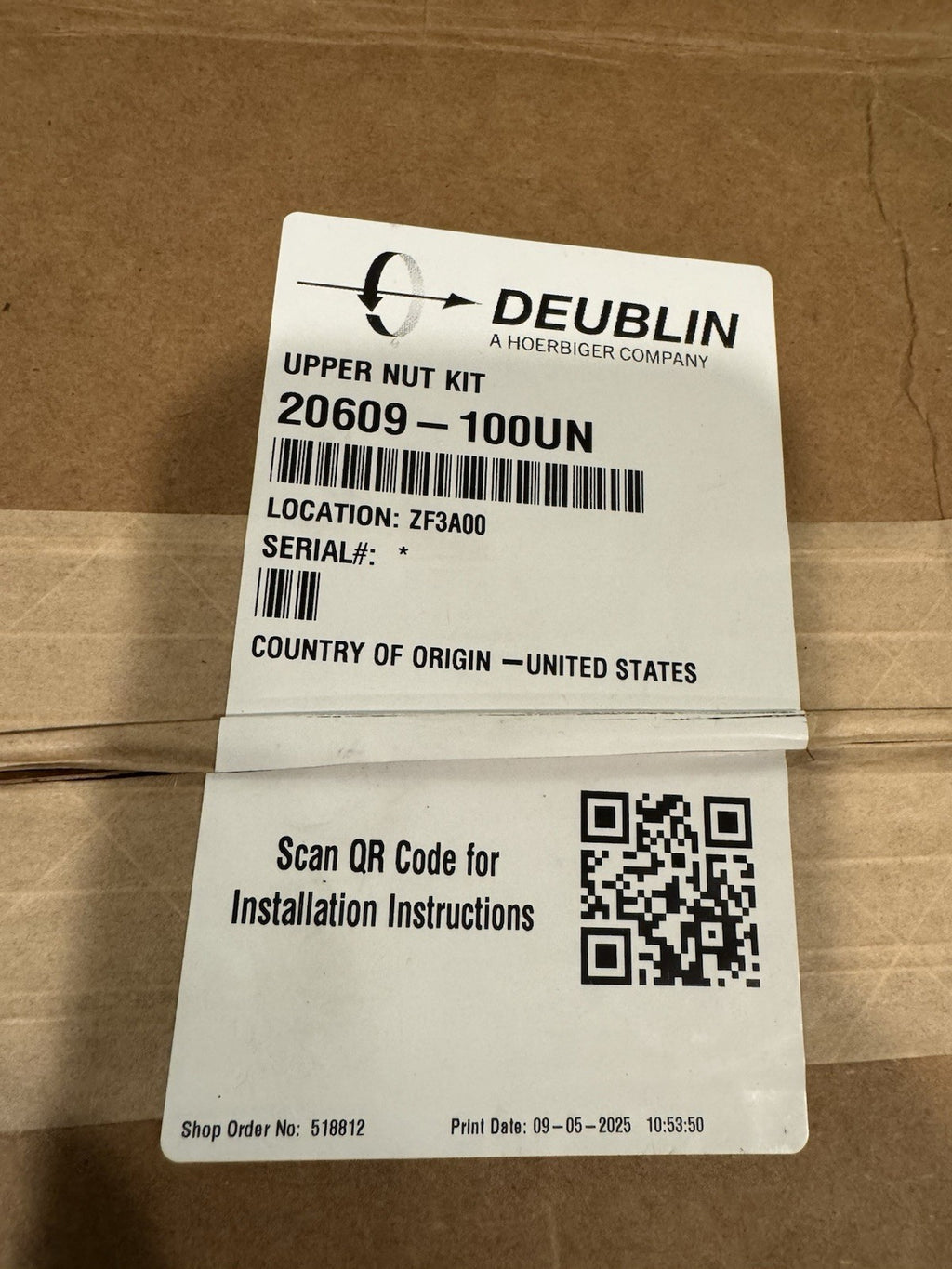 Deublin 20609-100UN Upper Nut Kit Service Parts NEW! SHIPS FREE!