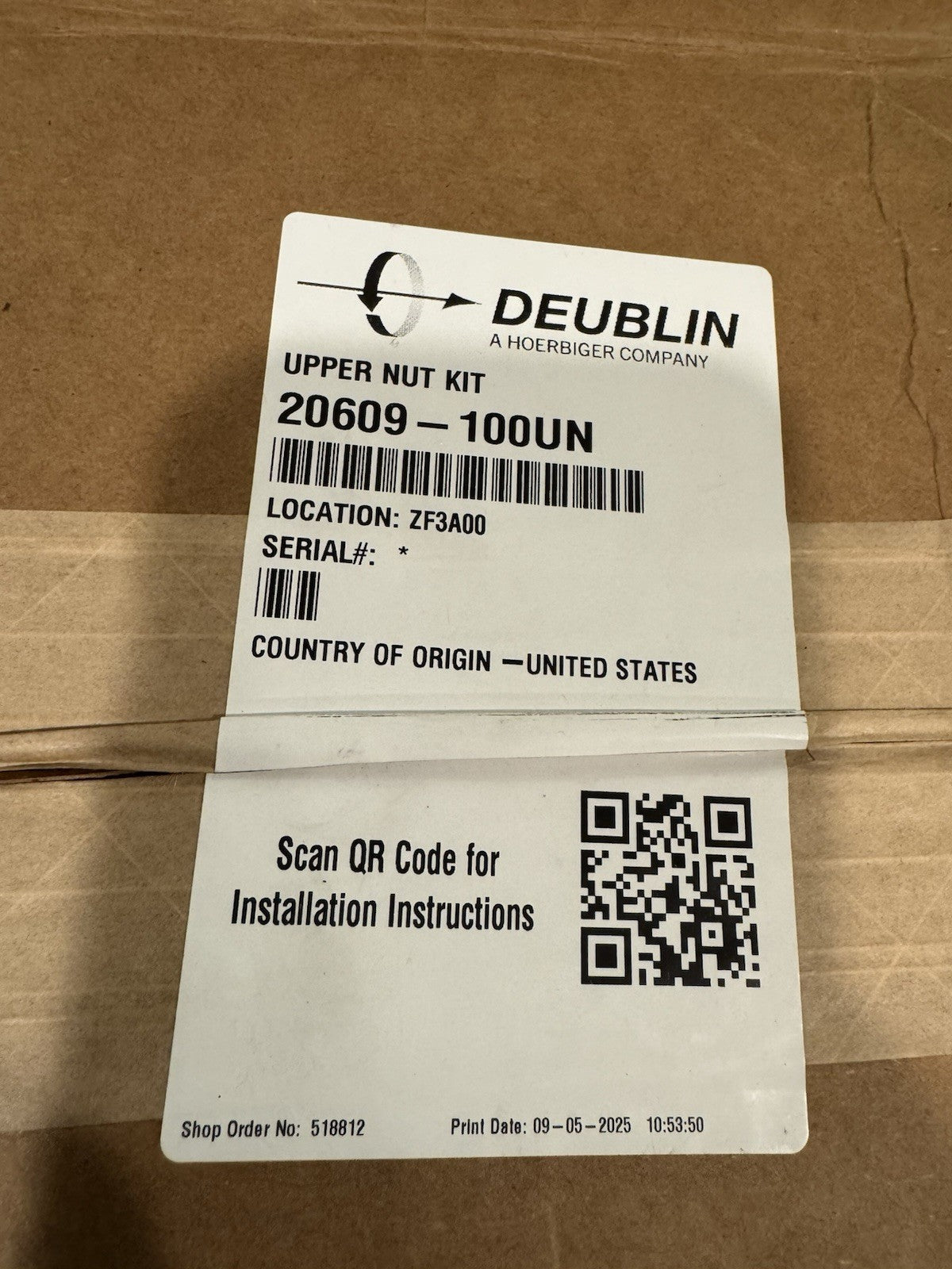 Deublin 20609-100UN Upper Nut Kit Service Parts NEW! SHIPS FREE!