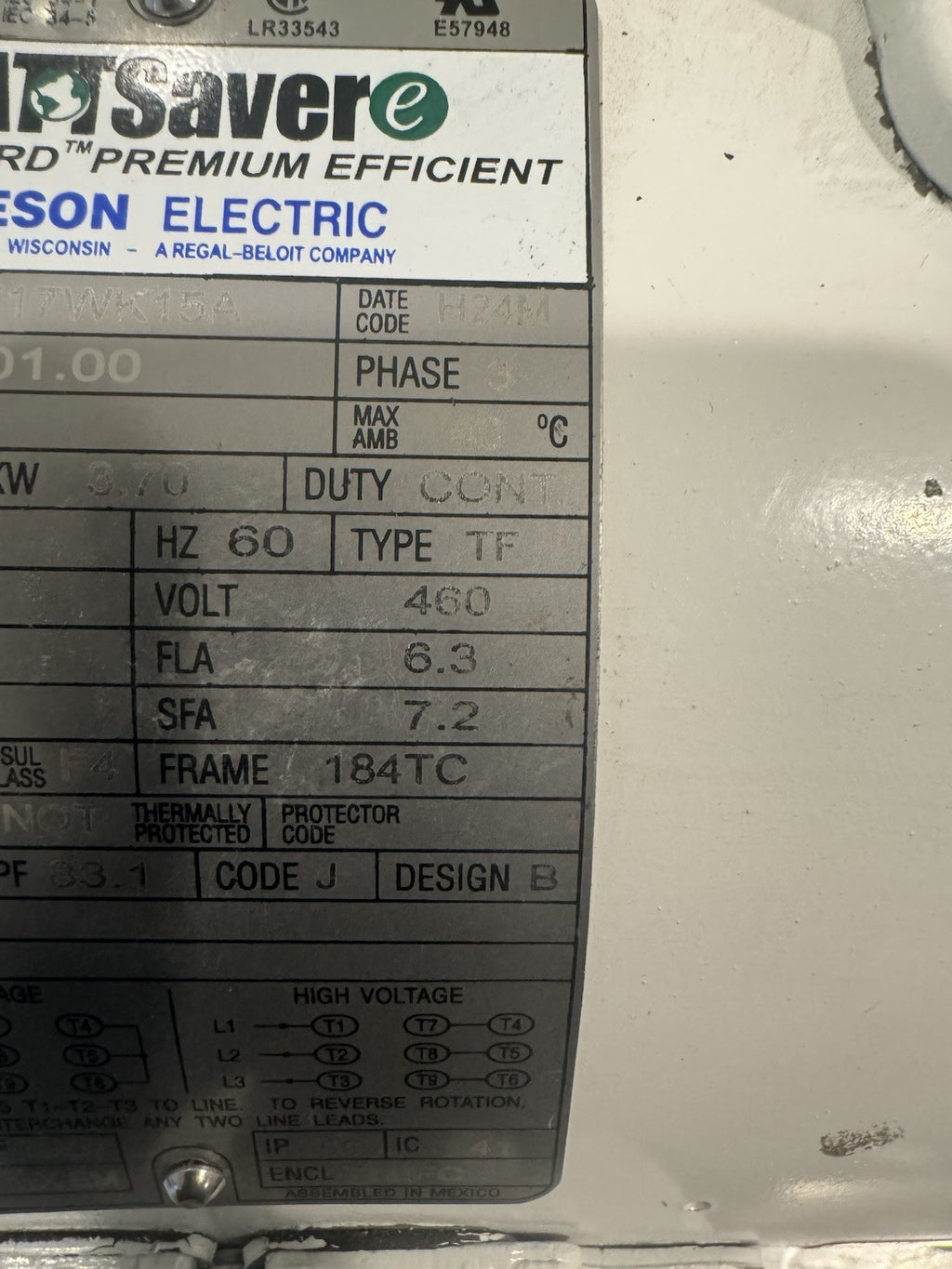 Leeson 132201.00 Motor 5HP 1760 RPM 230/460V C184T17WK15A NEW! FREE SHIPPING!
