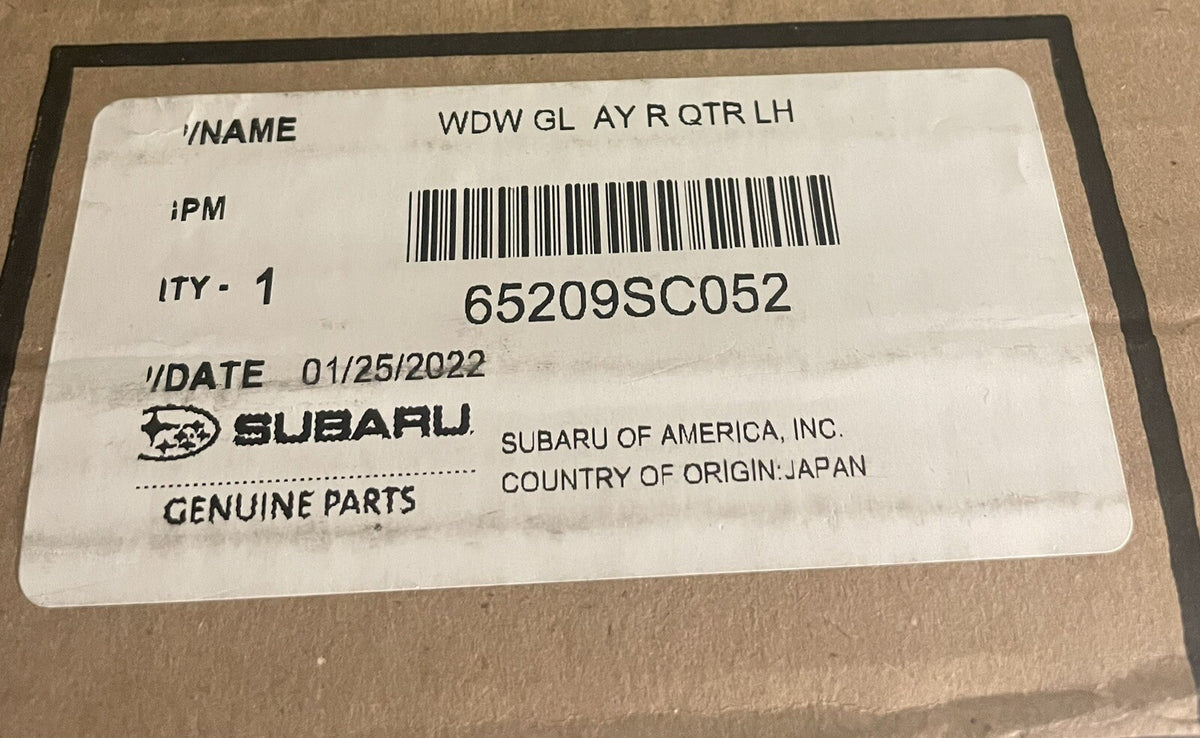 Subaru 65209SC052 Quarter Glass Rear Window Genuine Forester NEW IN BOX!