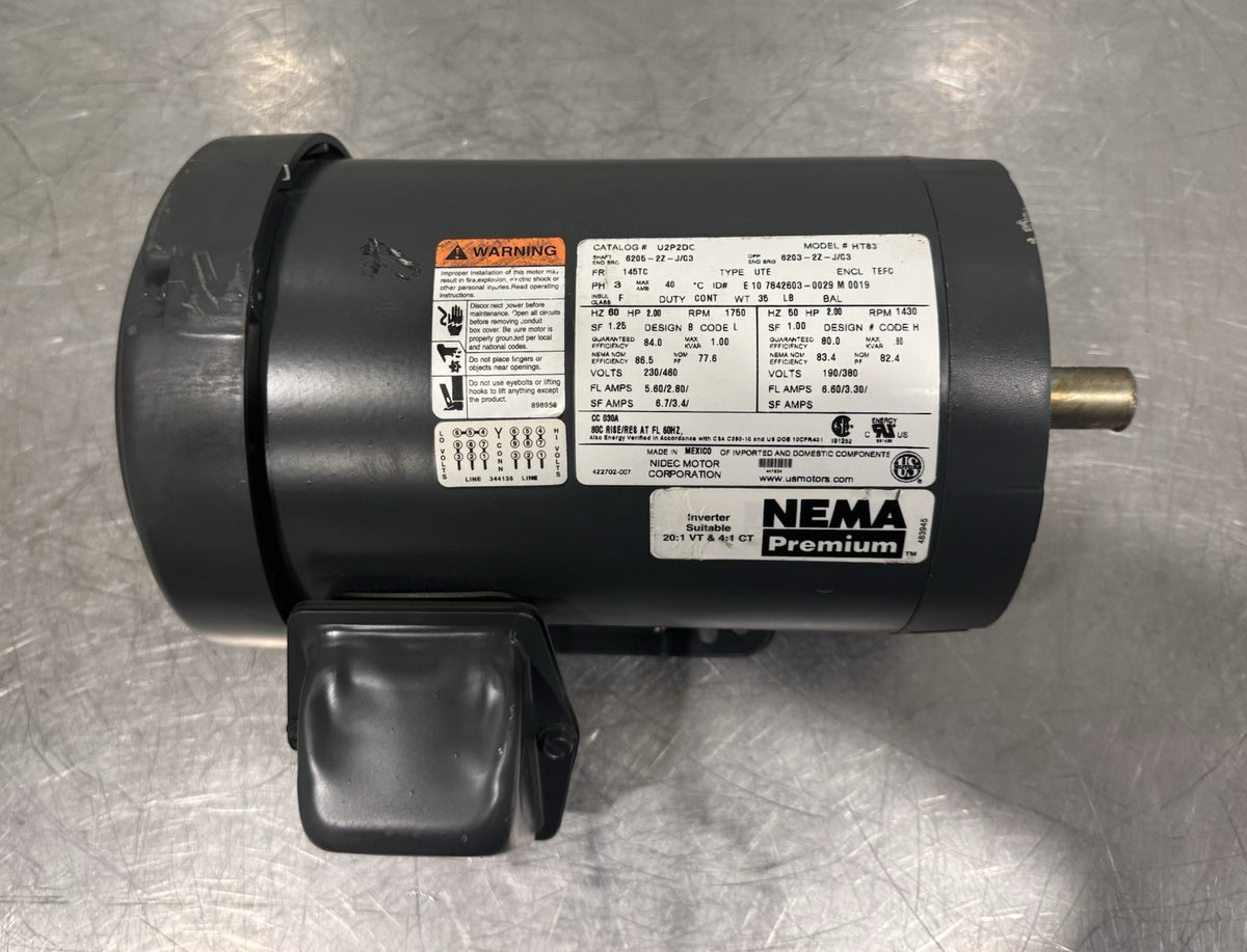 Nidec U2P2DC 2HP 208-230/460V 1800 RPM 3PH Motor NEW! FREE SHIPPING!