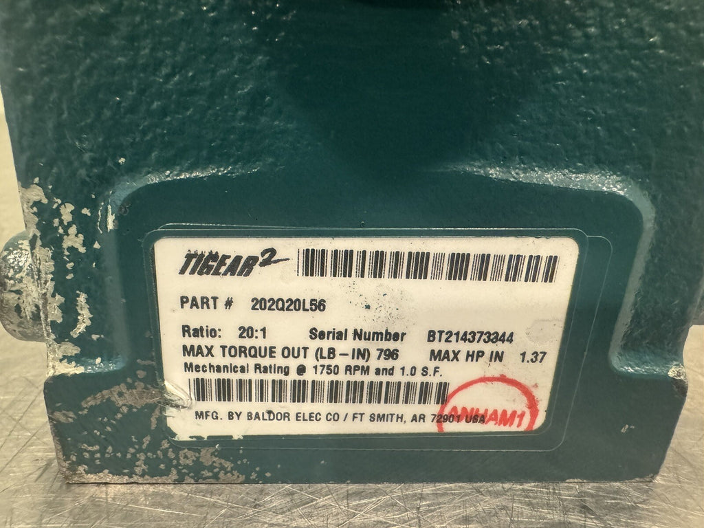 Dodge 202Q20L56 Tigear-2 Right Angle Worm Gear Reducer NEW! FREE SHIPPING!