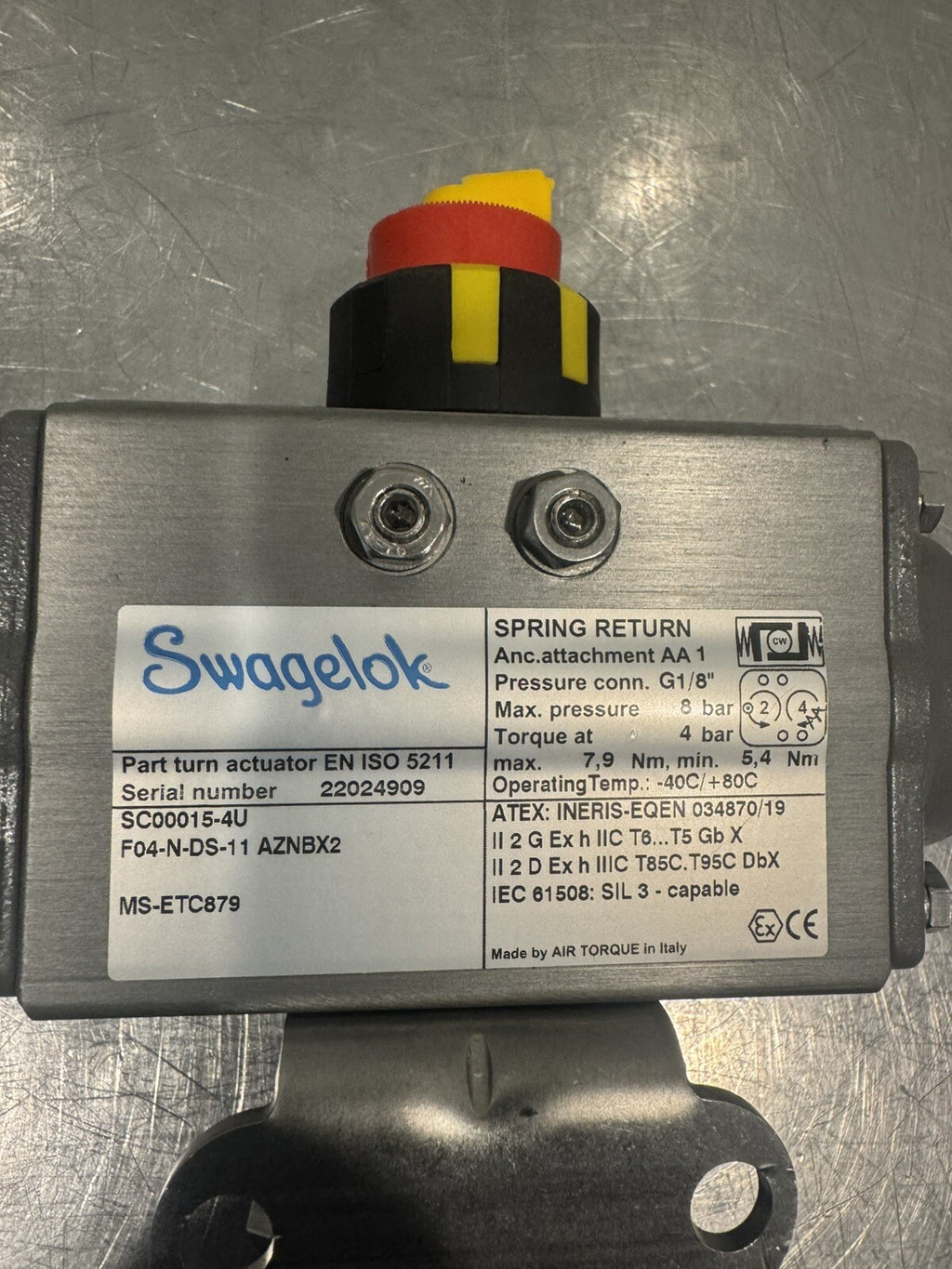 2307-000-032X01 Swagelok Actuated Valve Spring Return EN ISO 5211 NEW SHIPS FREE