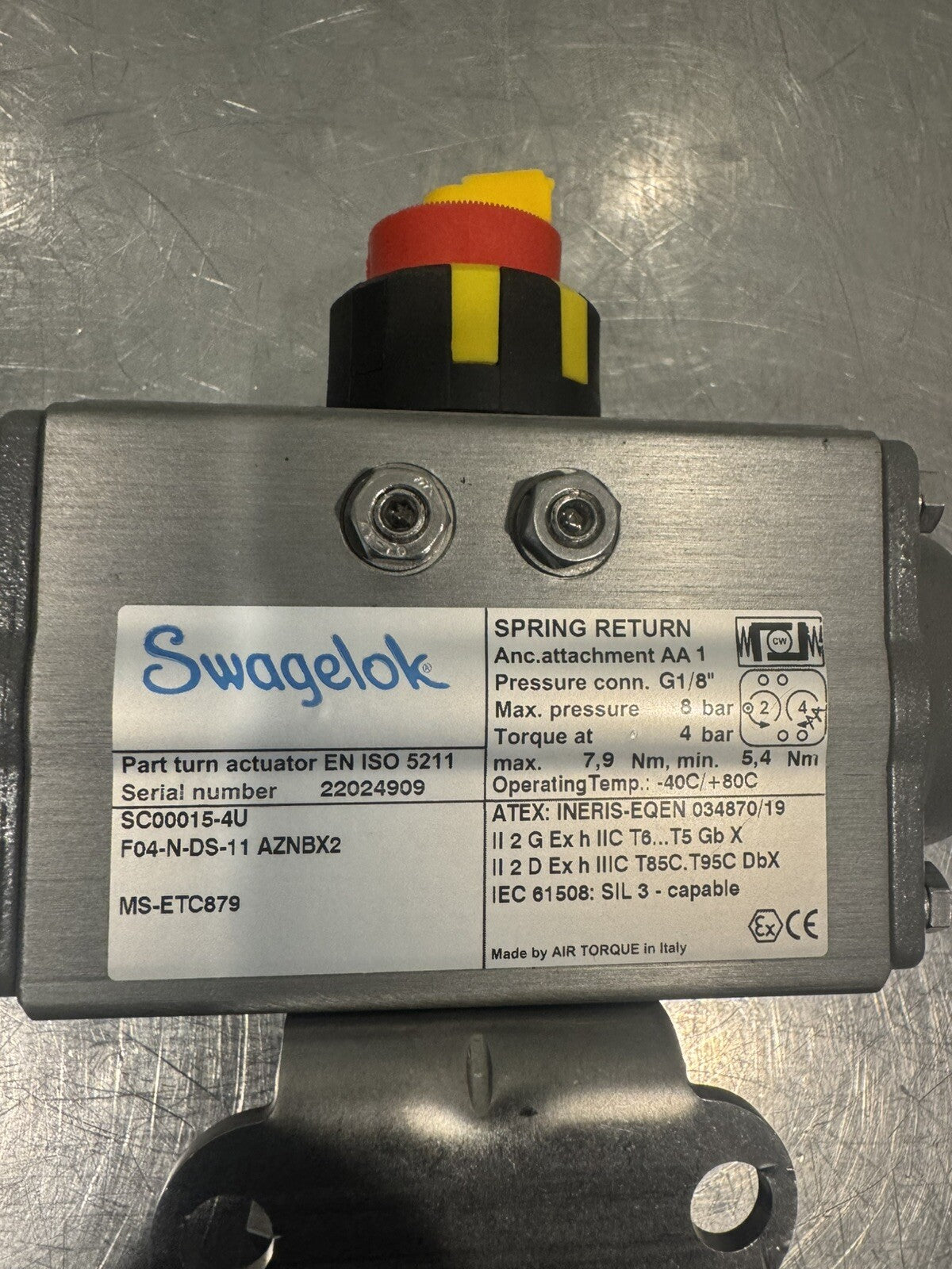 2307-000-032X01 Swagelok Actuated Valve Spring Return EN ISO 5211 NEW SHIPS FREE