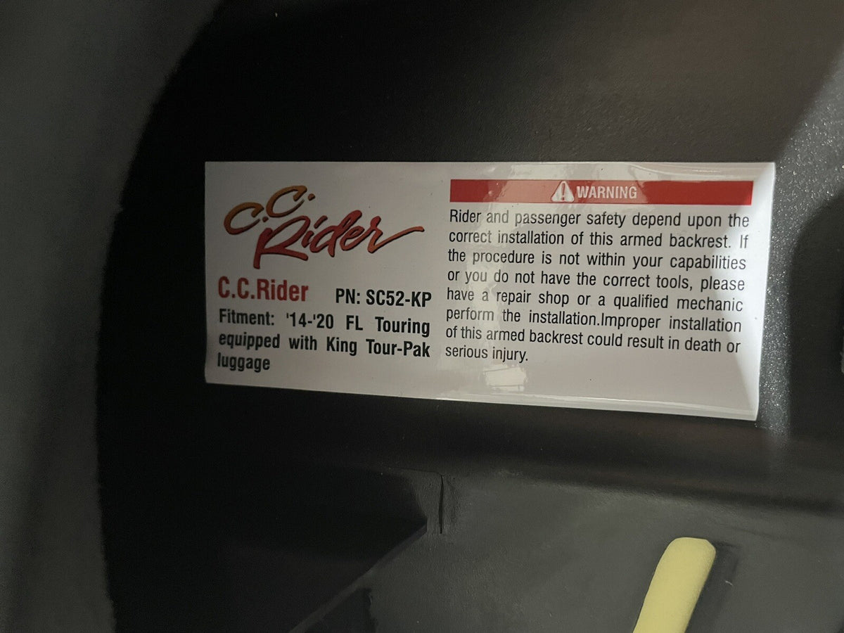 C.C. Rider SC52-19-BR-KP King Passenger Back Rest NEW! FREE SHIPPING!