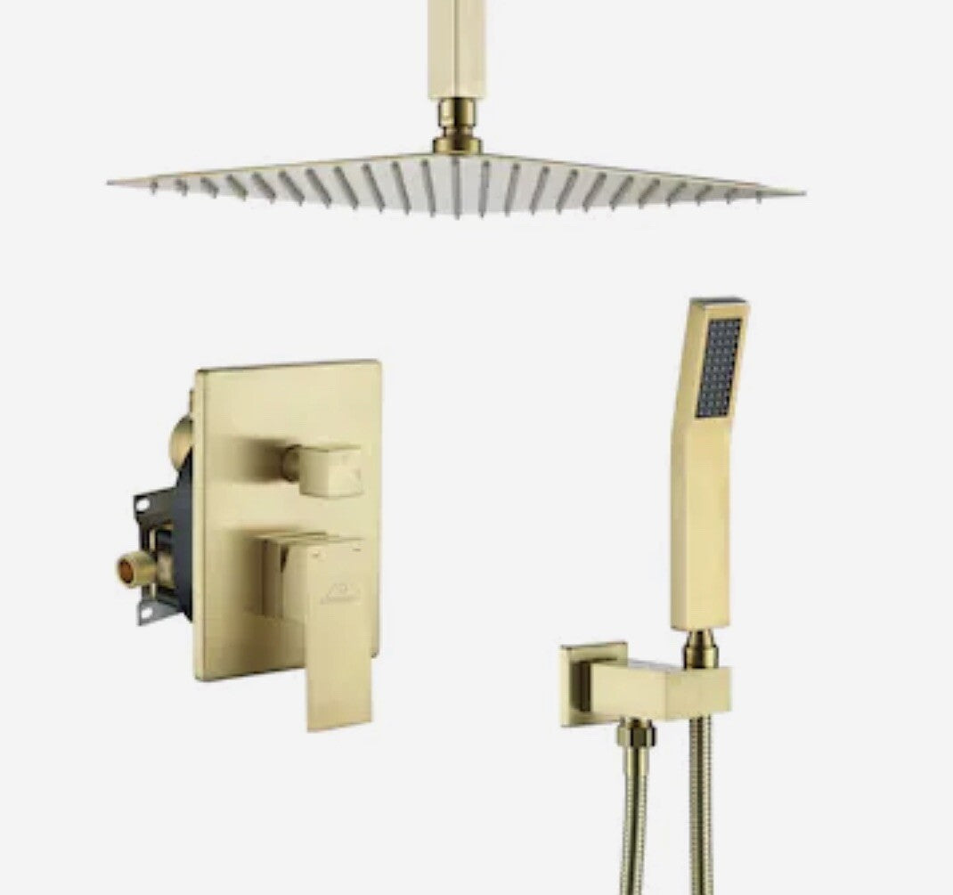 TH6006-12BG Shower System Brushed Gold Valve Showerhead NEW IN BOX FREE SHIPPING