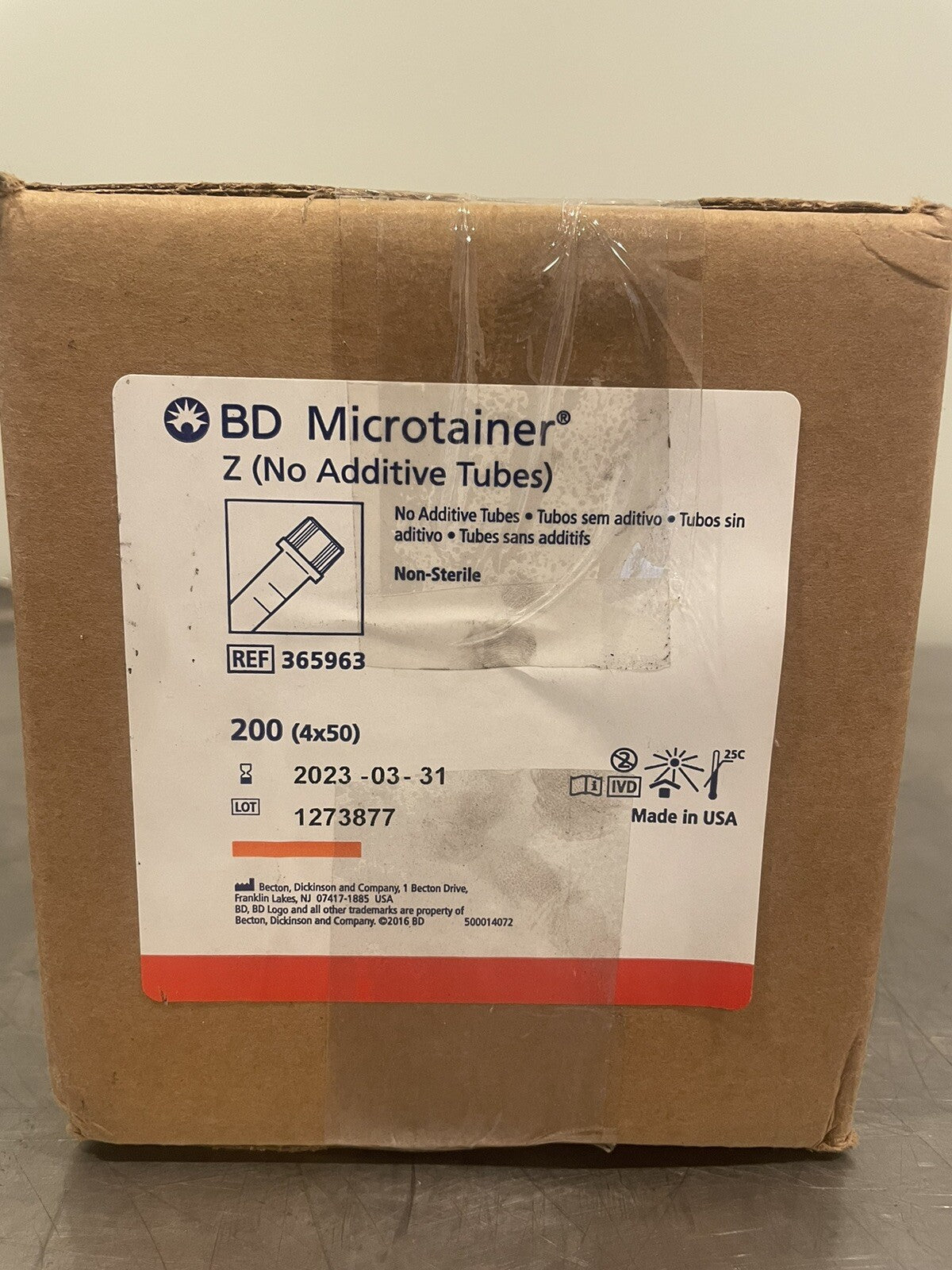 BD Micrcontainer 365963 Blood Collection Tubes 200 PACK NEW! FREE SHIPPING!